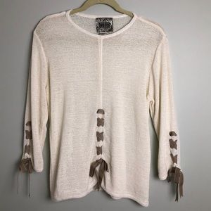 Anthropologie Bowtie Curio Sweater Size XL